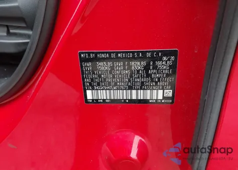 2020 Honda Fit Lx из США, поврежденный, VIN 3HGGK5H47LM717673